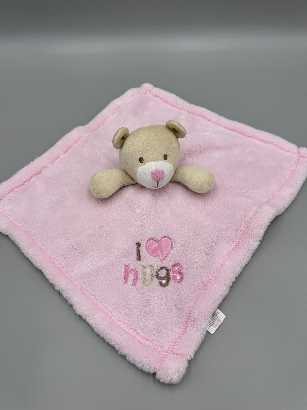 Baby Gear Teddy Bear Lovey Plush Pink Security Blanket I Love Heart Hugs